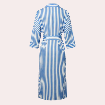 Noa™ | Robe chemise midi rayée décontractée