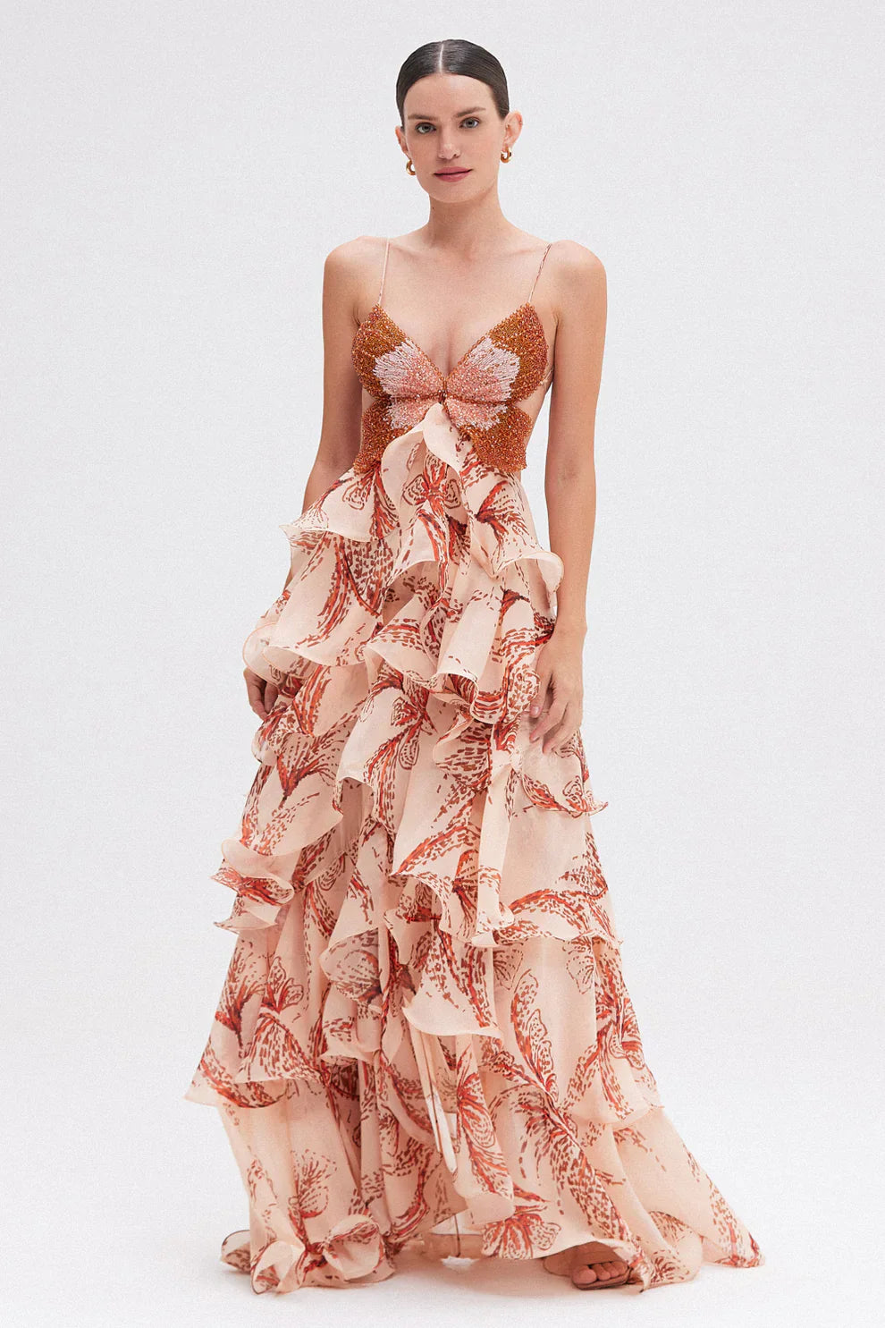 NAHIA™ | ROBE MAXI À VOLANTS