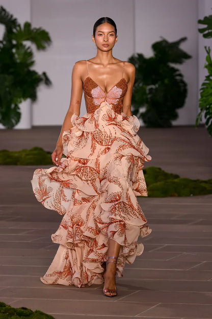 NAHIA™ | ROBE MAXI À VOLANTS