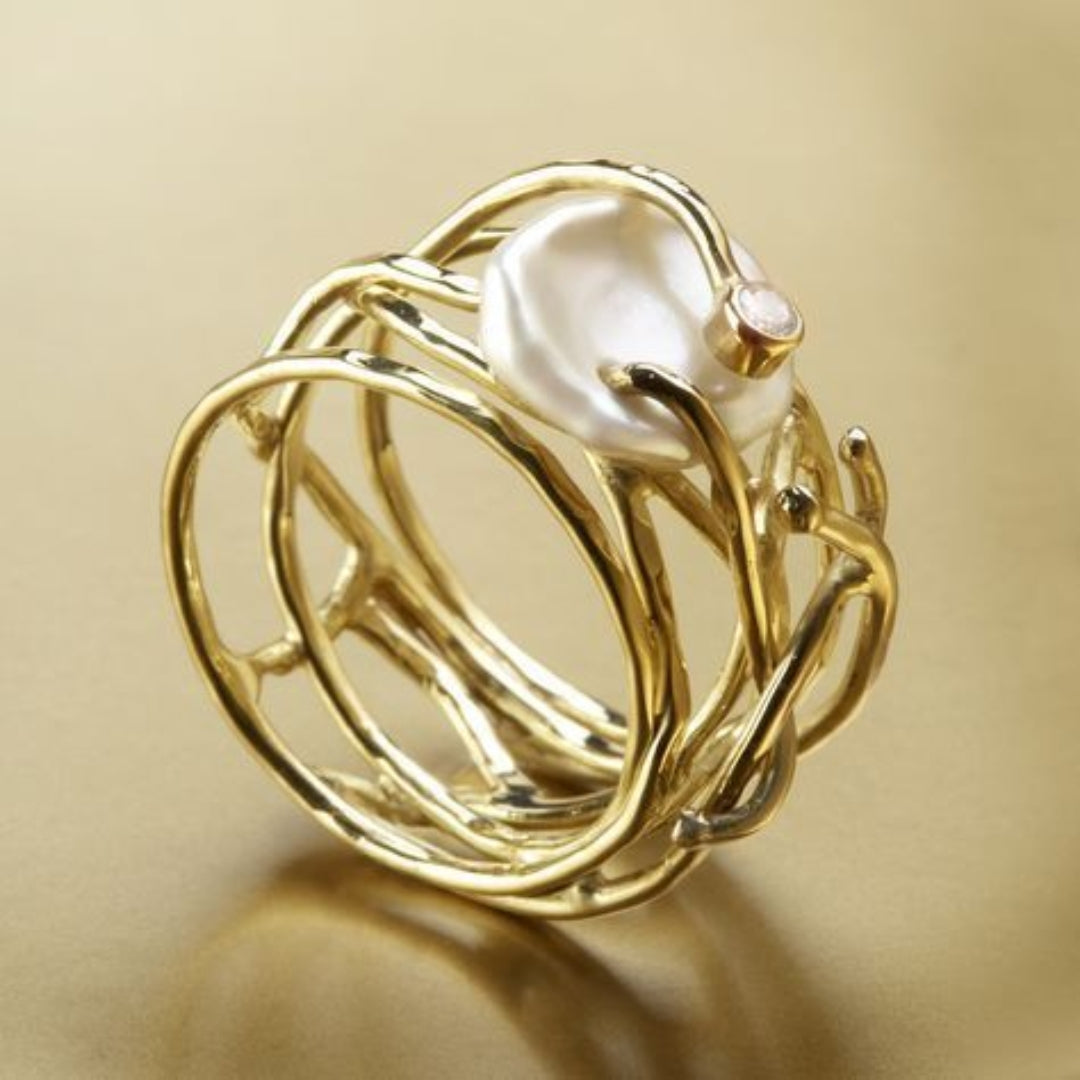 Fianna™ | Bague rétro en or et perles