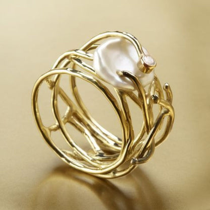 Fianna™ | Bague rétro en or et perles
