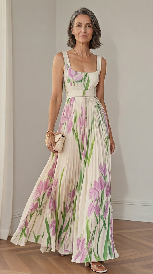 Plissée™ | Robe longue trapèze fleurie