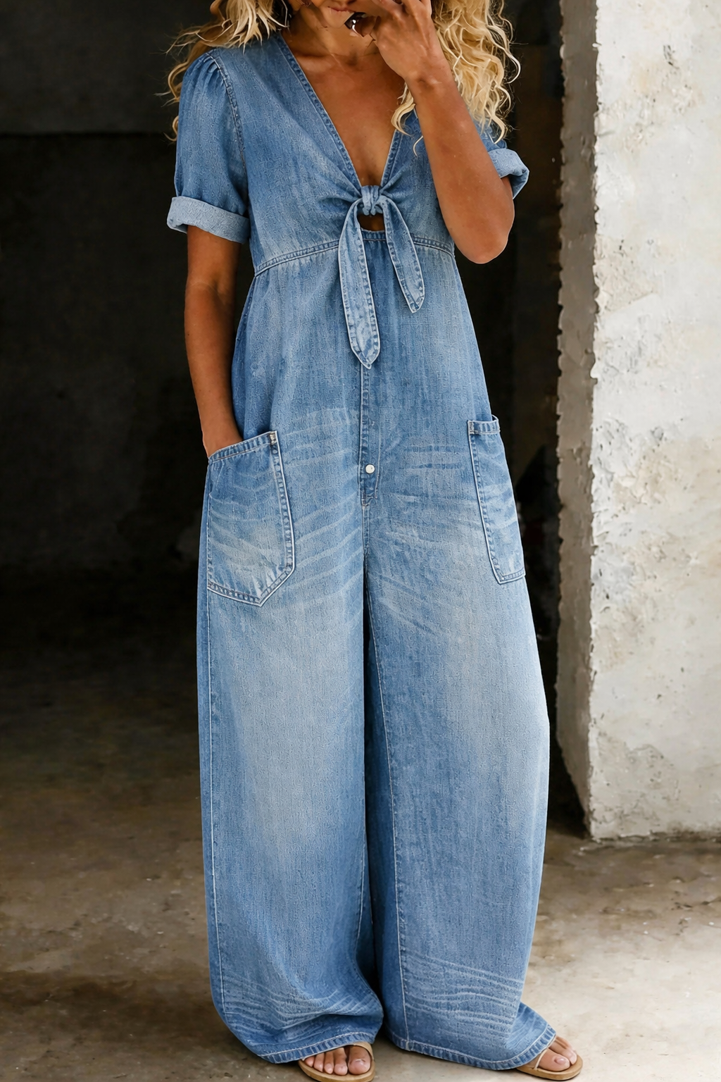 Maya™ | Combinaison denim col V