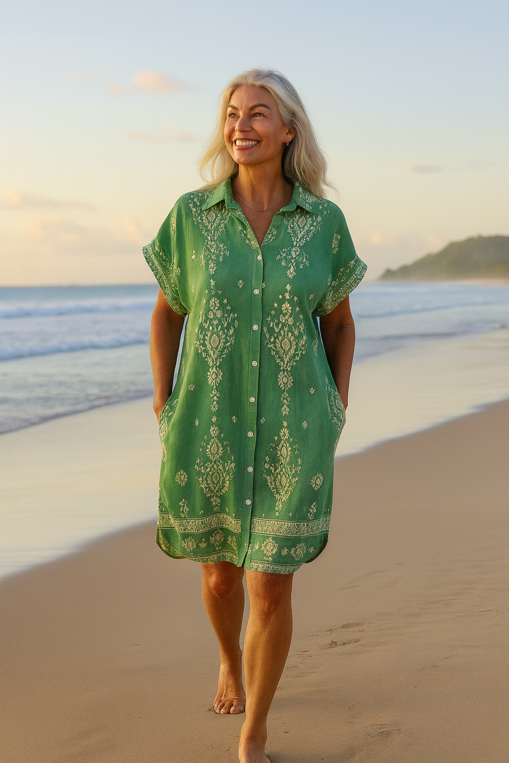 Fernanda™ | Robe bohème midi fluide en coton-lin
