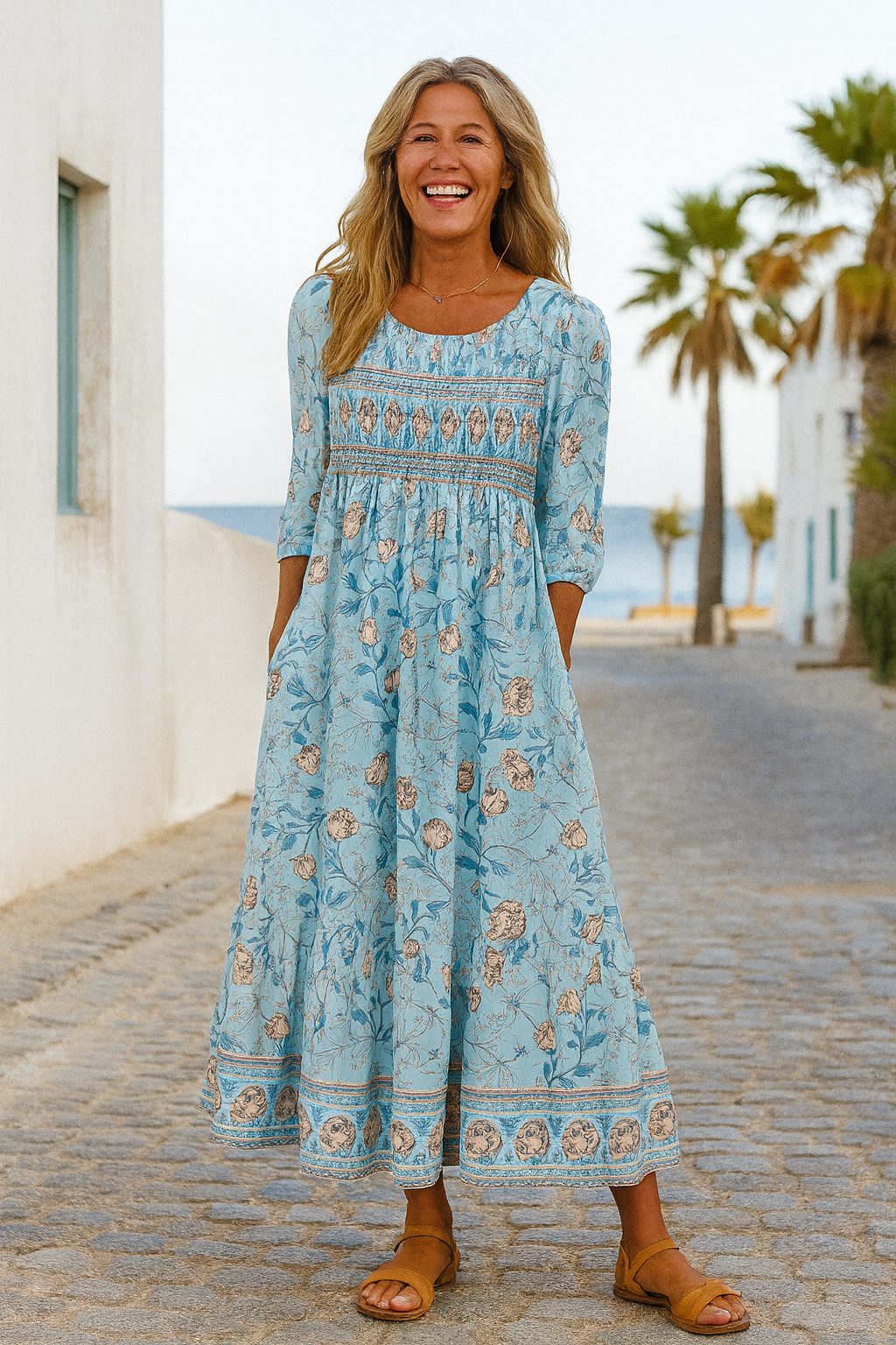 Jada™ | Midi-A-Linienkleid mit Blumenmuster und Taschen