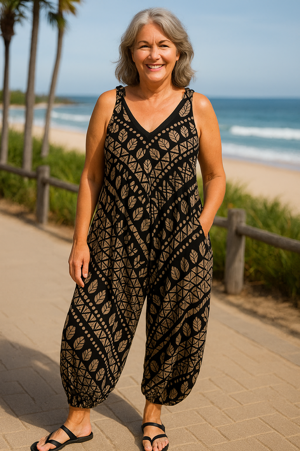 Luella™ | Boho-Overall mit weitem Bein und Taschen