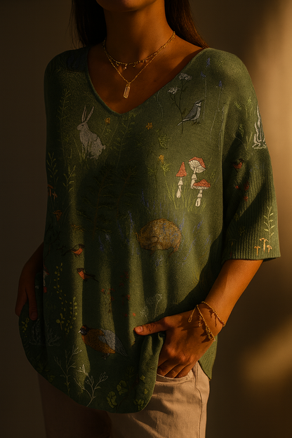 Estelle | Maille à motif botanique printanier