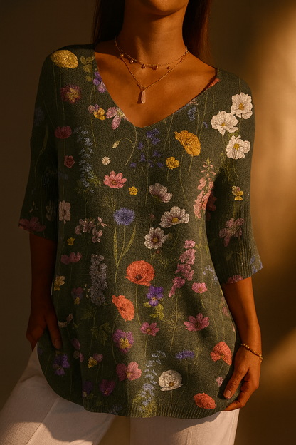 Marion | Strickwaren mit Vintage-Blumenmuster