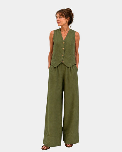 Assia™ | Ensemble gilet sans manches et pantalon