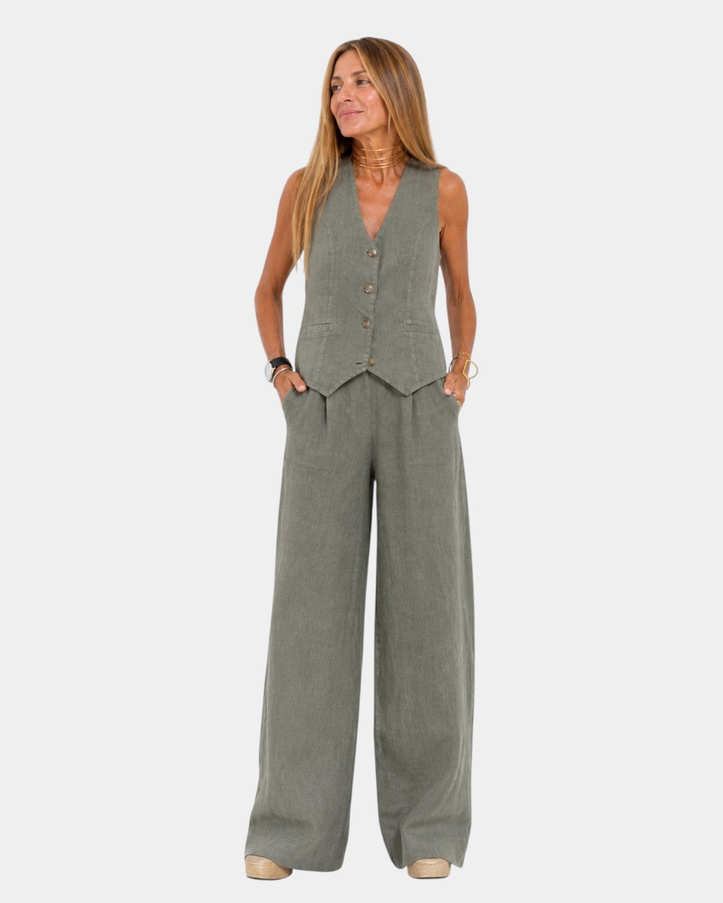 Assia™ | Ensemble gilet sans manches et pantalon