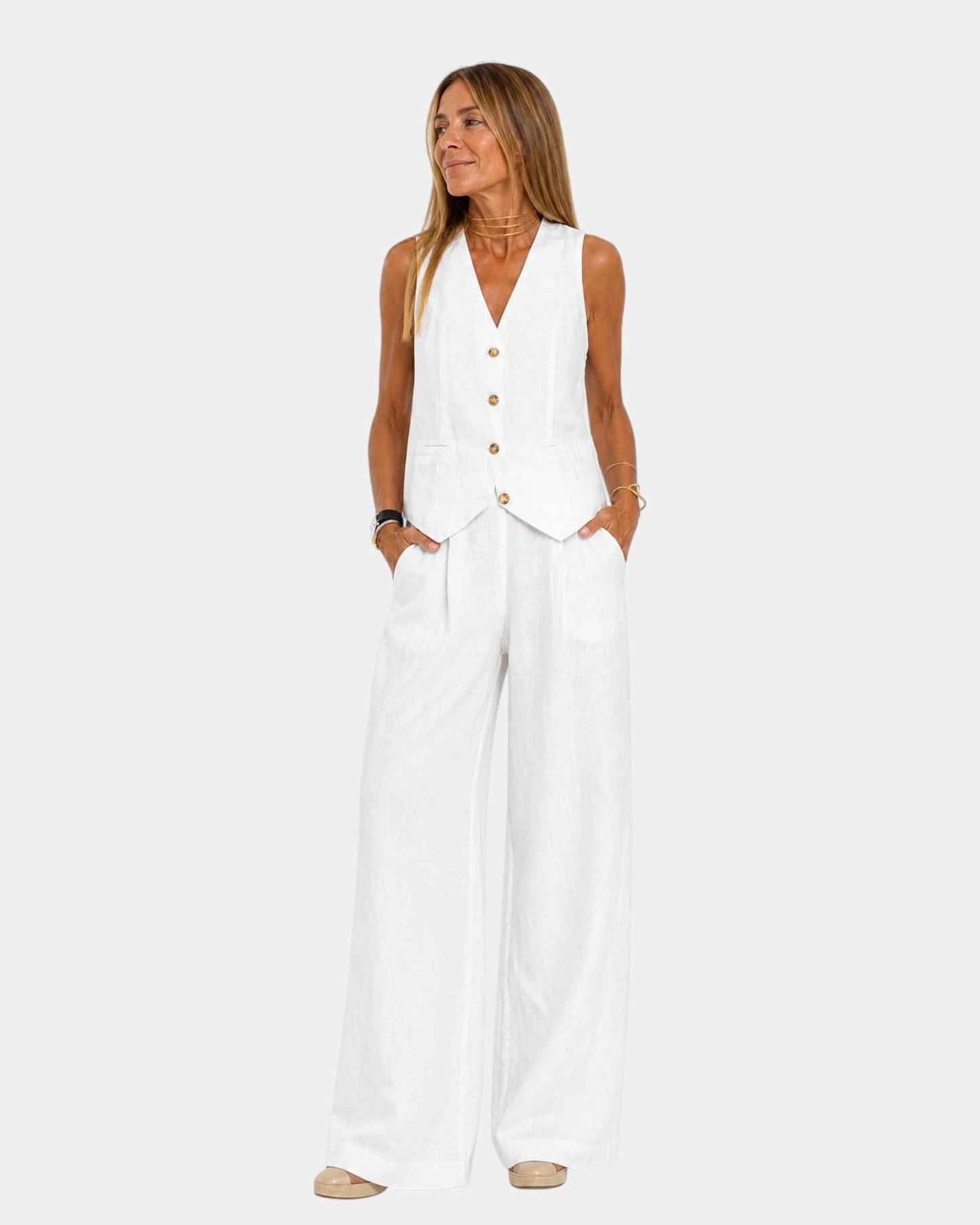 Assia™ | Ensemble gilet sans manches et pantalon
