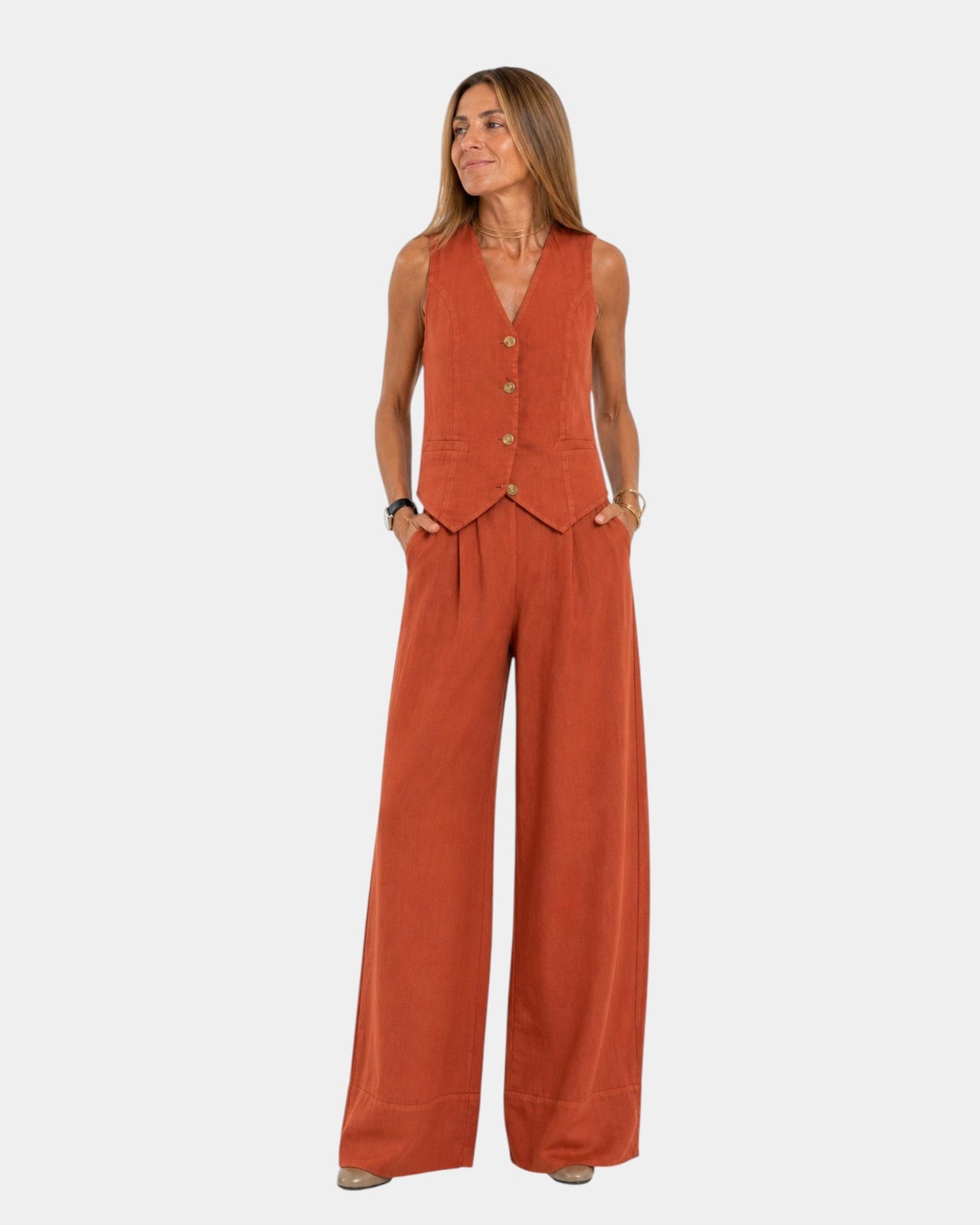 Assia™ | Ensemble gilet sans manches et pantalon