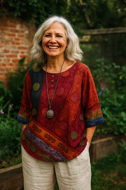 Brooke™ | Fließendes, künstlerisches Oberteil mit Boho-Print