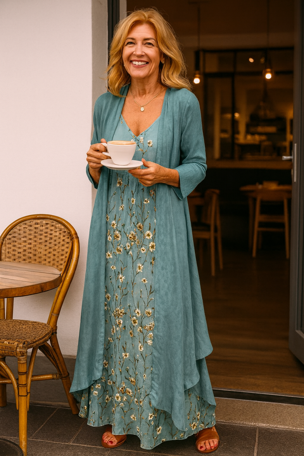 Miriam™ | Geblümtes Maxikleid und passende leichte Jacke