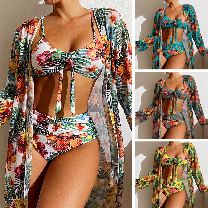TROPICA™ | MAILLOT 3 PIÈCES TAILLE HAUTE + PARÉO