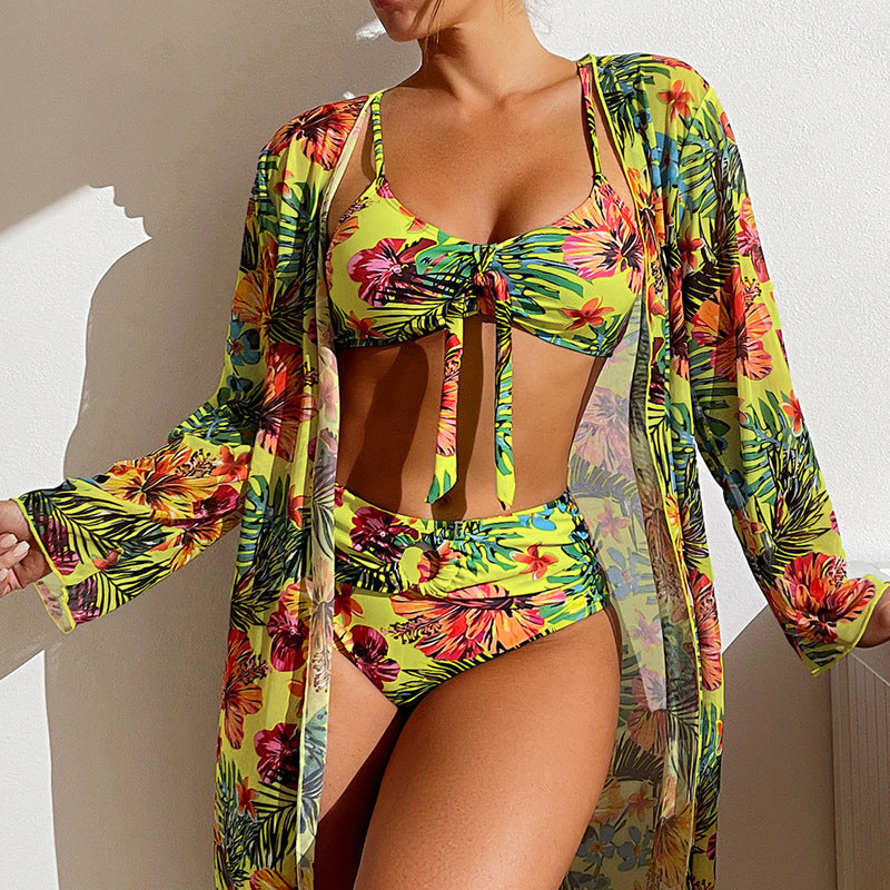 TROPICA™ | MAILLOT 3 PIÈCES TAILLE HAUTE + PARÉO