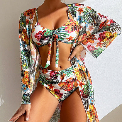 TROPICA™ | MAILLOT 3 PIÈCES TAILLE HAUTE + PARÉO