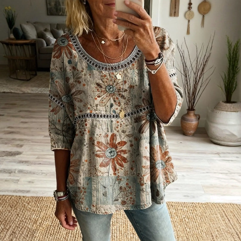 Émilie™ | Bluse mit Blumenmuster im Vintage-Stil