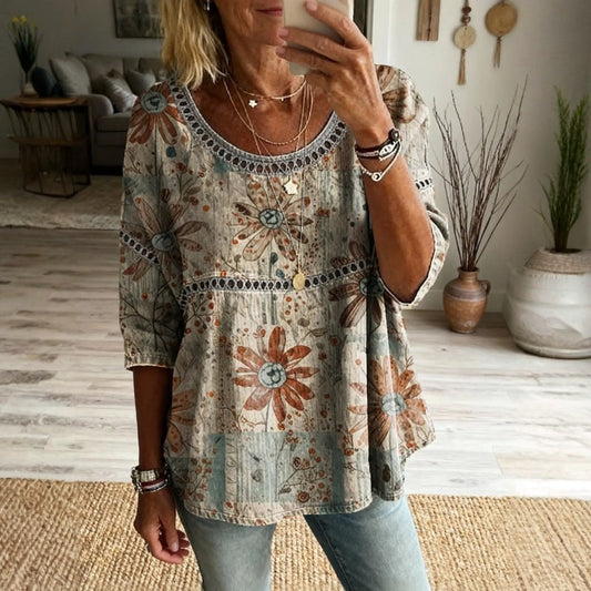 Émilie™ | Bluse mit Blumenmuster im Vintage-Stil