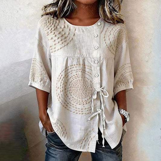 Élodie™ | Blouse vintage décontractée imprimée