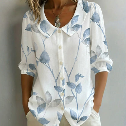 Léa™ | Blouse décontractée à motif feuilles