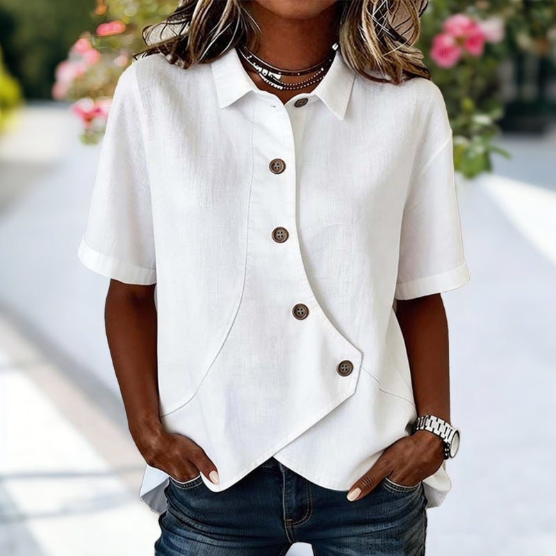 Clara™ | Blouse décontractée unie à col à revers
