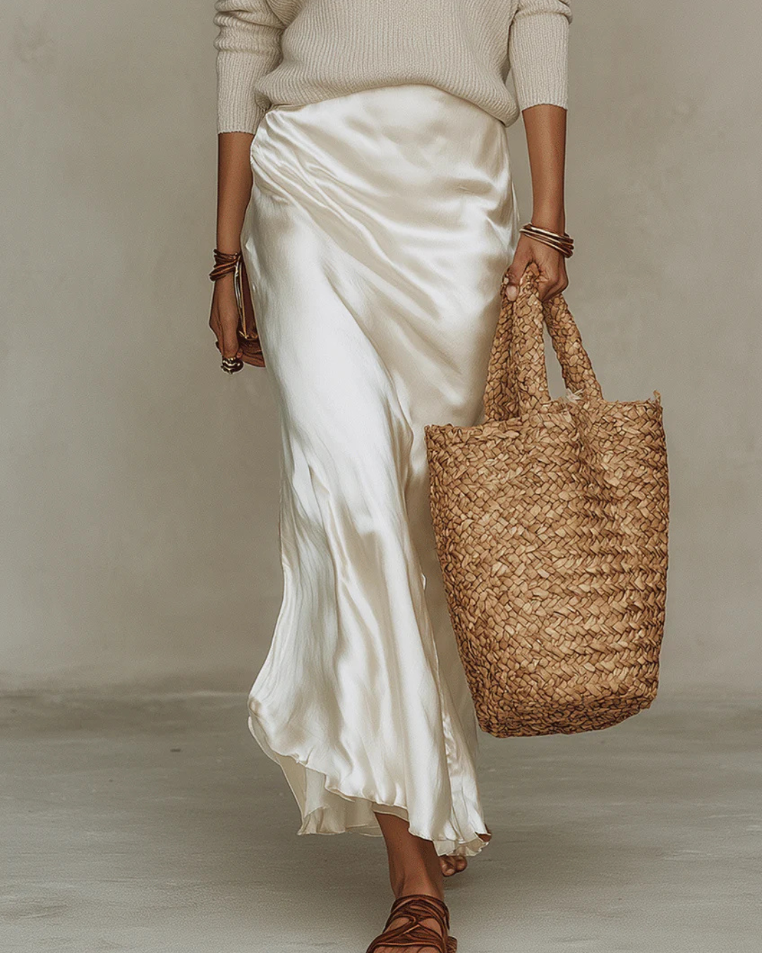 HELIANA™ | ROBE MIDI SATINÉE + PULL INCLUS