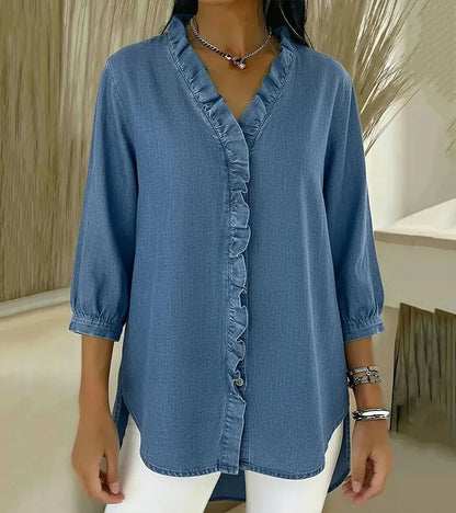 Maud™ | Blouse fluide col V volanté