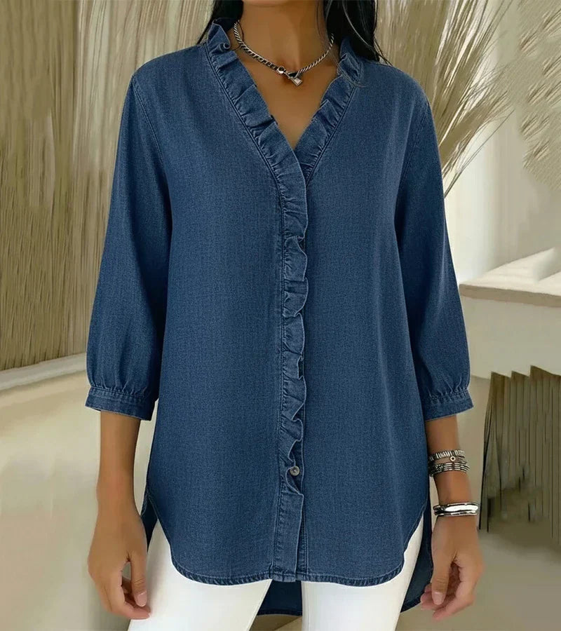 Maud™ | Blouse fluide col V volanté