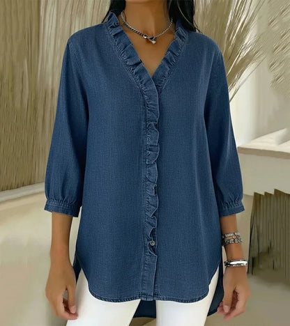 Maud™ | Blouse fluide col V volanté