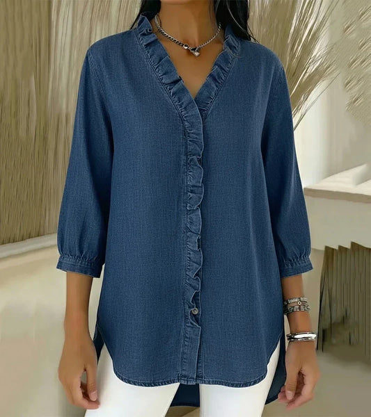 Maud™ | Blouse fluide col V volanté