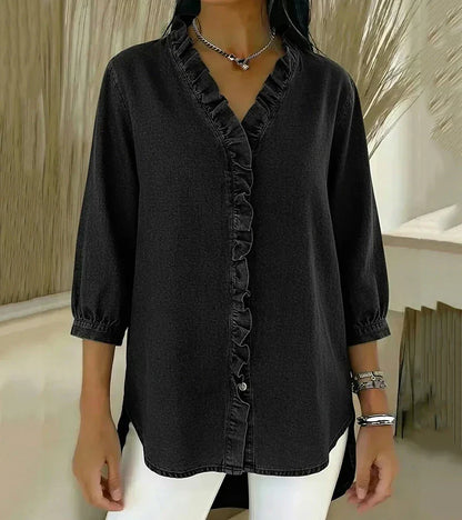 Maud™ | Blouse fluide col V volanté