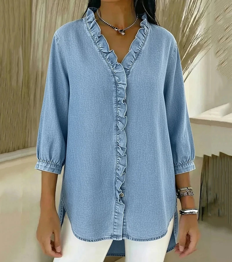 Maud™ | Blouse fluide col V volanté