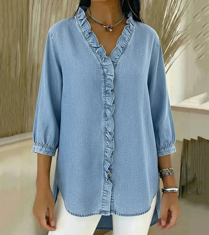 Maud™ | Blouse fluide col V volanté