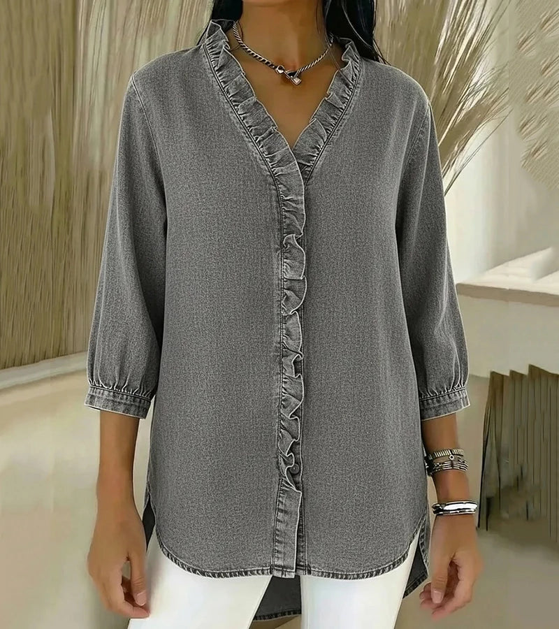 Maud™ | Blouse fluide col V volanté