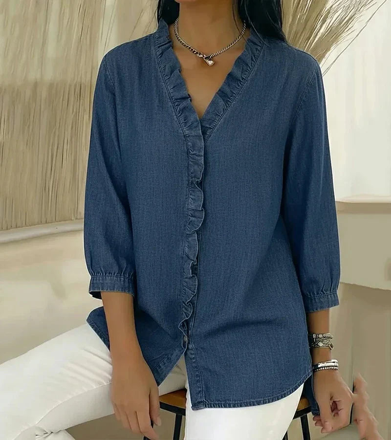 Maud™ | Blouse fluide col V volanté