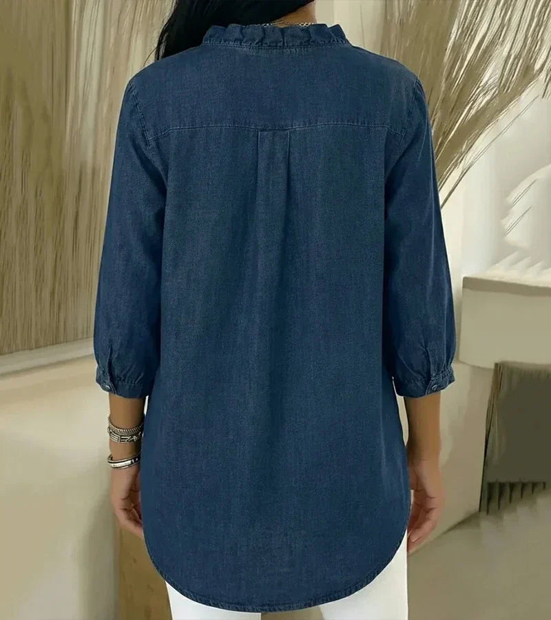 Maud™ | Blouse fluide col V volanté
