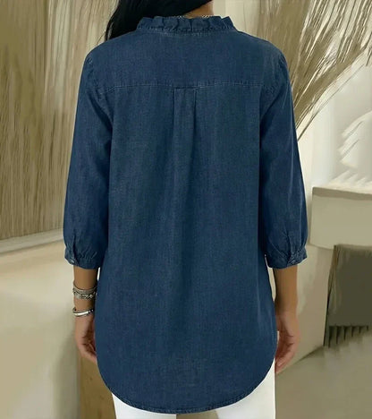 Maud™ | Blouse fluide col V volanté