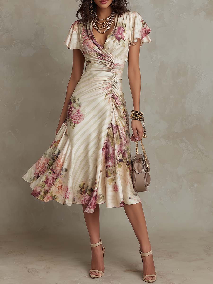 Alba™ | Robe midi portefeuille fleurie