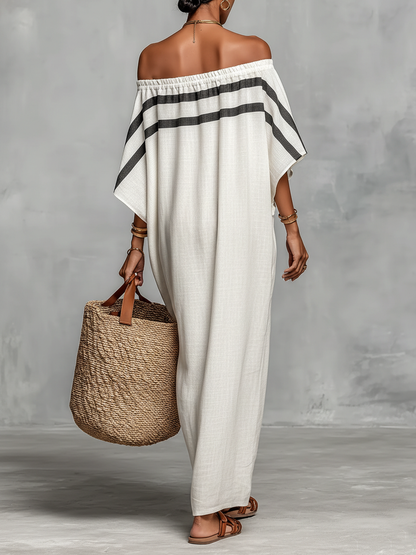 Xaviera™ | Robe Maxi en Lin Épaules Dénudées
