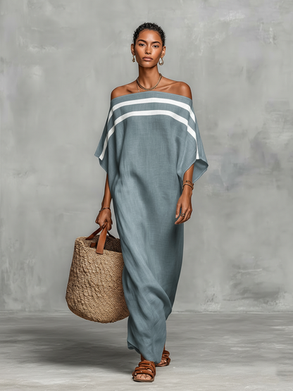 Xaviera™ | Robe Maxi en Lin Épaules Dénudées