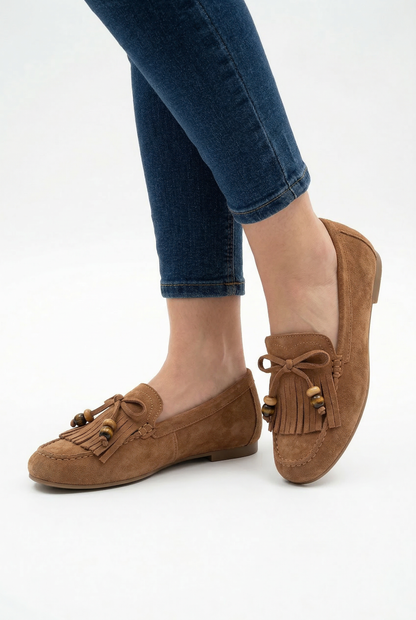 Ulrika™ | Mocassins en éco-suédine à franges