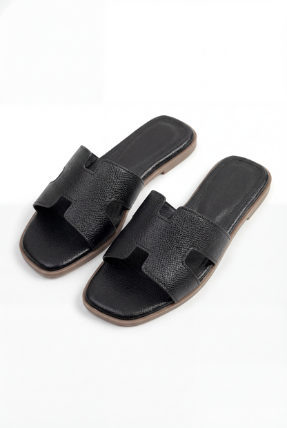 GÉOMÉA™ | SANDALES PLATES EN SIMILICUIR