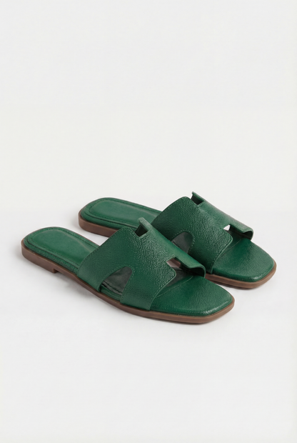 GÉOMÉA™ | SANDALES PLATES EN SIMILICUIR