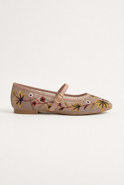 Elkea™ | Ballerines Mary Jane en dentelle brodée