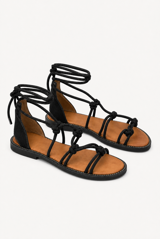 LYSIA™ | SANDALE PLATE À LACETS