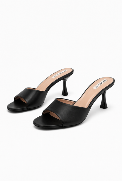 NÉRA™ | MULES NOIRES À TALON 6 CM