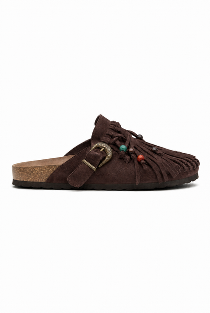 Hannelie™ | Sabot marron western à franges
