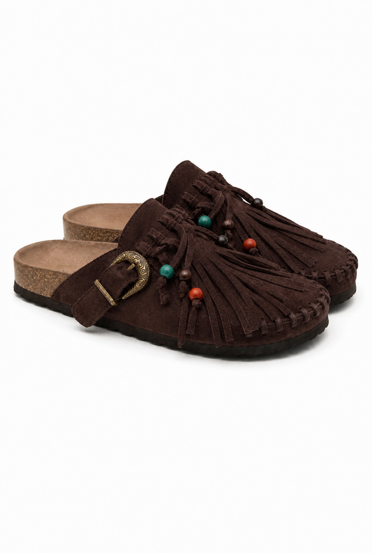 Hannelie™ | Sabot marron western à franges
