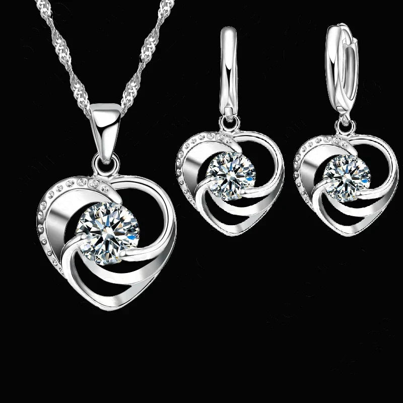 Nanette™ | Collier et boucles d’oreilles cœur en argent sterling